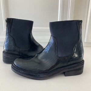 NWOT Free People Arlo Black Leather Animal Print Ankle Boots